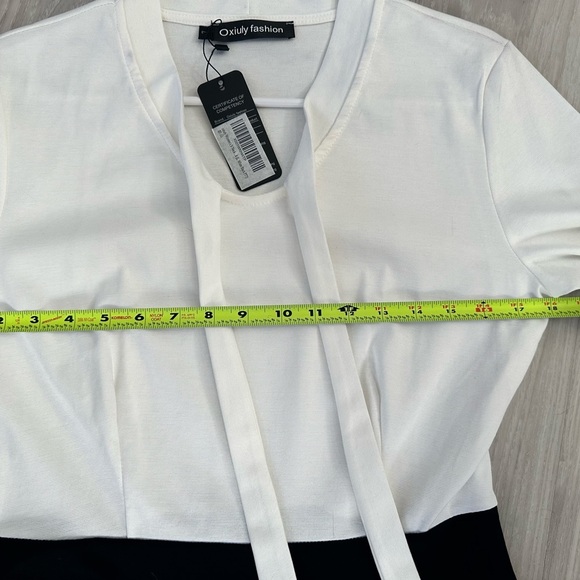 Oxiuly Black & White Bow-Tie Midi Dress Sz L – Elegant & Timeless! NWT - Picture 2 of 3